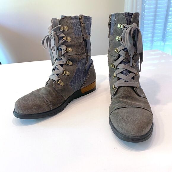 Sorel Women’s Major Carly Lace Zip Up Combat Boots US Size 7 - Blue Denim‎ Grey - Picture 4 of 10